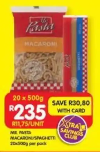 Shoprite MR. PASTA MACARONI/SPAGHETTI 20x500g per pack offer