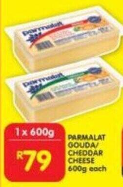 Shoprite 1x 600g PARMALAT GOUDA/ CHEDDAR CHEESE 600g each offer