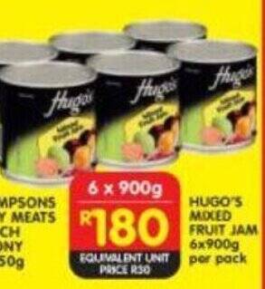 Shoprite HUGO'S MIXED FRUIT JAM 6x900g per pack offer