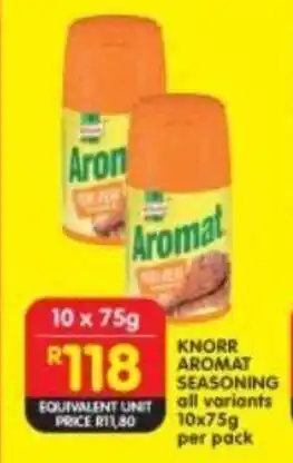 Shoprite KNORR AROMAT SEASONING all variants 10x75g offer