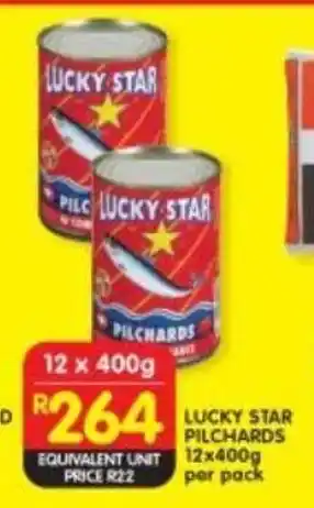 Shoprite LUCKY STAR PILCHARDS 12x400g per pack offer