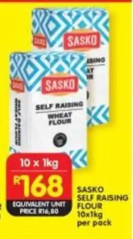 Shoprite SASKO SELF RAISING FLOUR 10x1kg per pack offer