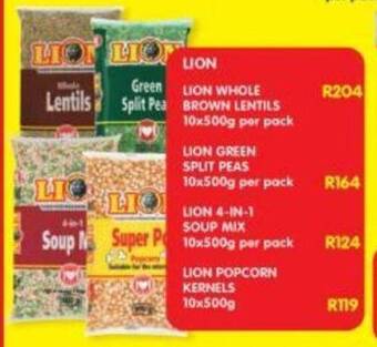 Shoprite LION WHOLE BROWN LENTILS 10x500g per pack offer