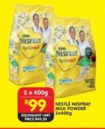 Shoprite NESTLE NESPRAY MILK POWDER 2x400g offer