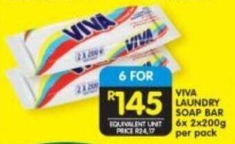 Shoprite VIVA LAUNDRY SOAP BAR 6x 2x200g per pack offer