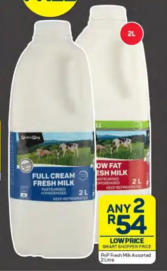 Pick n Pay PnP Fresh Milk Assorted 2 Litre offer