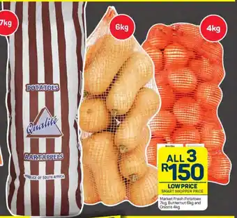 Pick n Pay Market Fresh Potatoes 7kg, Butternut 6kg and Onions 4kg offer