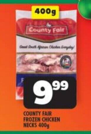 Usave COUNTY FAIR FROZEN CHICKEN NECKS 400g offer