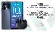 CaCELL Tecno spark 10 pro white+tecno tws earbuds 3 white or tecno spak 10 pro black offer