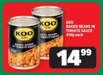 KOO BAKED BEANS IN TOMATO SAUCE 410g each