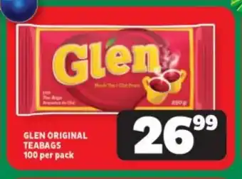 Usave GLEN ORIGINAL TEABAGS 100 per pack offer