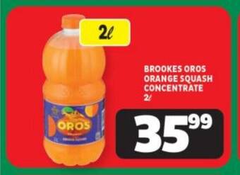 Usave BROOKES OROS ORANGE SQUASH CONCENTRATE 2L offer