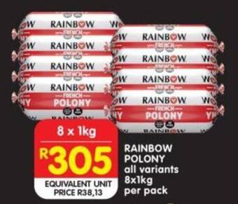 Shoprite RAINBOW POLONY all variants 8x1kg per pack offer