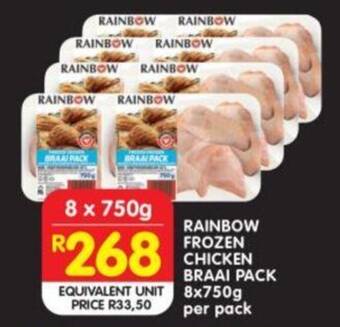 Shoprite RAINBOW FROZEN CHICKEN BRAAI PACK 8x750g per pack offer