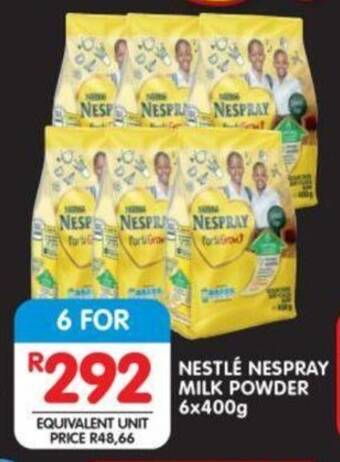 Shoprite NESTLÉ NESPRAY MILK POWDER 6x400g offer