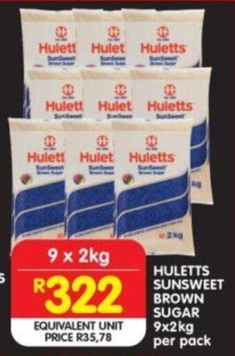 Shoprite HULETTS SUNSWEET BROWN SUGAR 9x2kg per pack offer