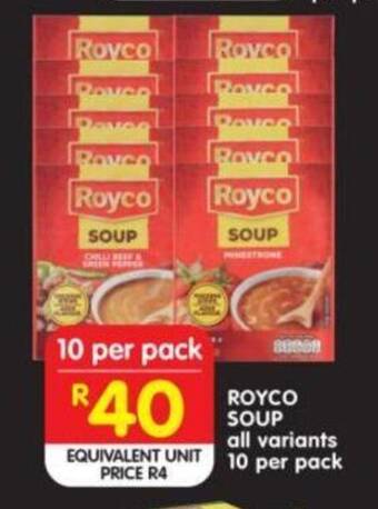 Shoprite ROYCO SOUP all variants 10 per pack offer