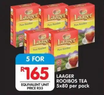 Shoprite LAAGER ROOIBOS TEA 5x80 per pack offer