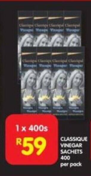 Shoprite CLASSIQUE VINEGAR SACHETS 400 per pack offer