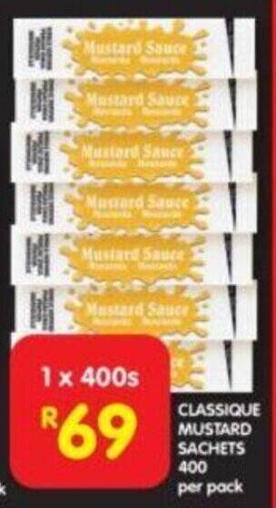 Shoprite CLASSIQUE MUSTARD SACHETS 400 per pack offer