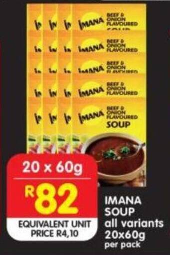 Shoprite IMANA SOUP all variants 20x60g per pack offer