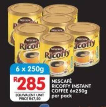 Shoprite NESCAFE RICOFFY INSTANT COFFEE 6x250g per pack offer