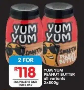 Shoprite YUM YUM PEANUT BUTTER all variants 2x800g offer