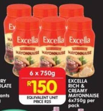 Shoprite EXCELLA RICH & CREAMY MAYONNAISE 6x750g per pack offer