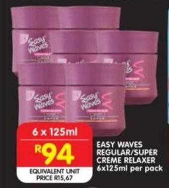 Shoprite EASY WAVES REGULAR/SUPER CREME RELAXER 6x125ml per pack offer