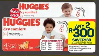 Pick n Pay Huggies Dry Comfort Disposable Nappies Value Pack Assorted offer