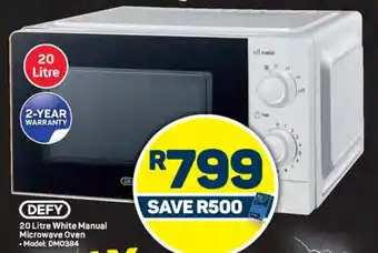 Pick n Pay DEFY 20 Litre White Manual Microwave Oven offer