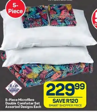 Pick n Pay 5-Piece Microfibre Double Comforter Set Assorted Designs Each offer