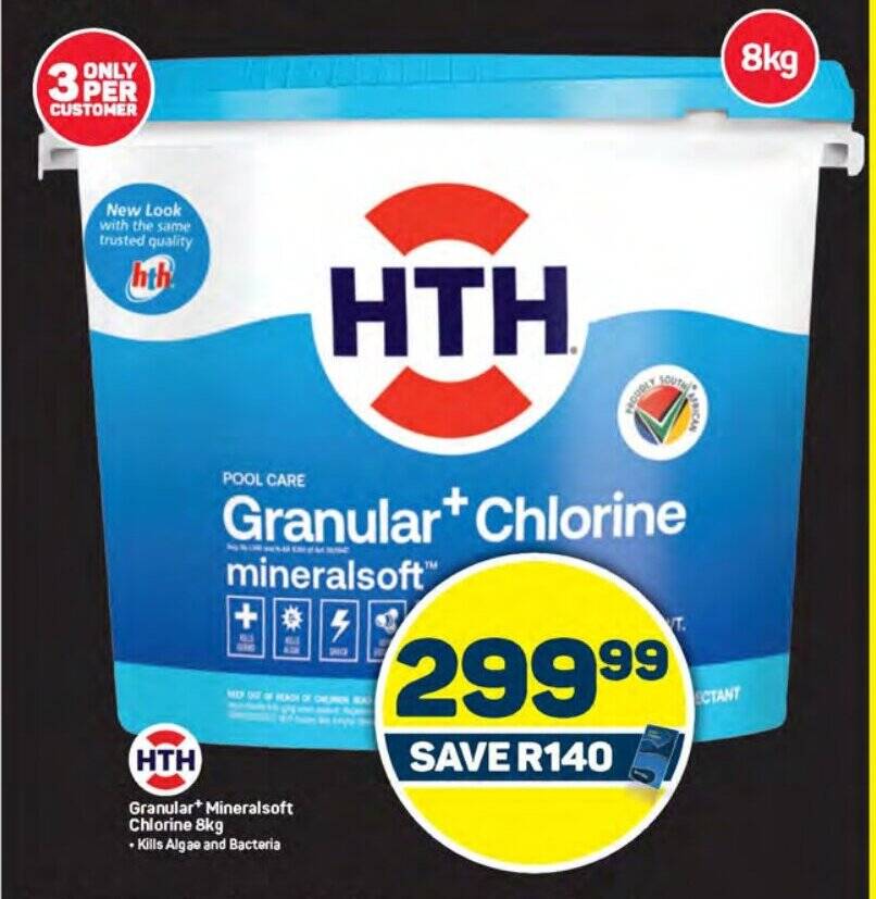 HTH Granular Mineralsoft Chlorine 8kg offer at Pick n Pay