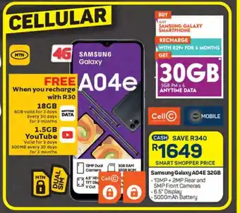 Pick n Pay Samsung Galaxy A04E 32GB offer