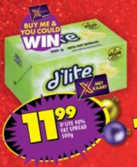 Shoprite D'LITE 40% FAT SPREAD 500g offer