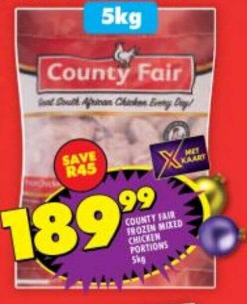Shoprite COUNTY FAIR FROZEN MIXED CHICKEN PORTIONS 5kg offer