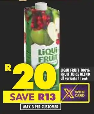 Shoprite LIQUI FRUIT 100% FRUIT JUICE BLEND all variants 1L offer