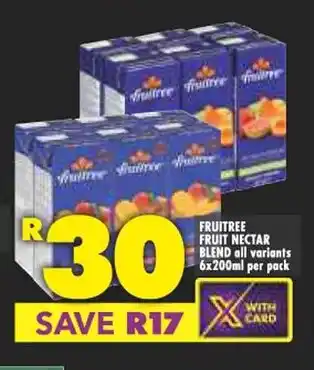 Shoprite FRUITREE FRUIT NECTAR BLEND all variants 6x200ml per pack offer