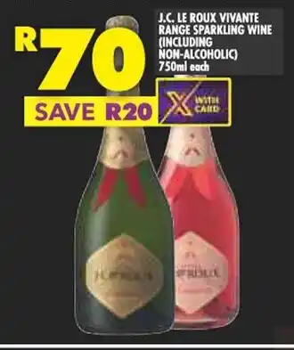 Shoprite J.C. LE ROUX VIVANTE RANGE SPARKLING WINE (INCLUDING NON-ALCOHOLIC) 750ml each offer