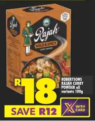 Shoprite ROBERTSONS RAJAH CURRY POWDER all variants 100g offer