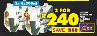 Shoprite SAVANNA PREMIUM DRY CIDER 2x 6x500ml offer