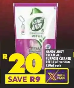 Shoprite HANDY ANDY CREAM ALL PURPOSE CLEANER REFILL all variants 750ml each offer