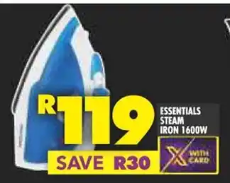 Shoprite ESSENTIALS STEAM IRON 1600W offer