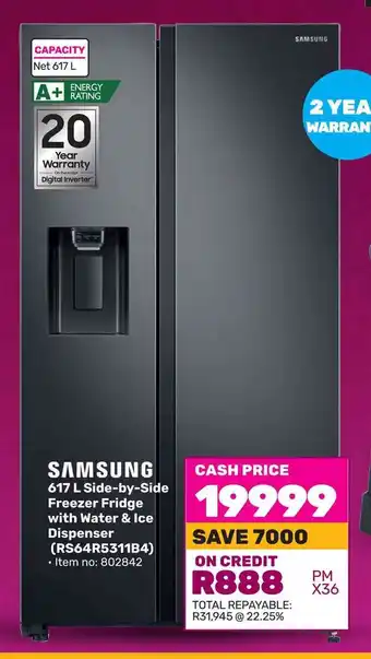 Game SAMSUNG 617 L Side-by-Side Freezer Fridge with Water & Ice Dispenser offer