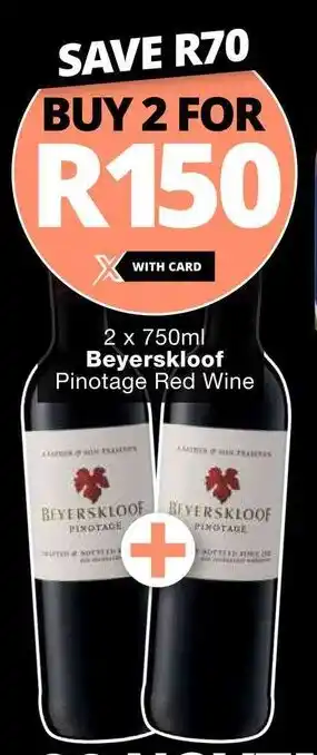 Checkers 2 x 750ml Beyerskloof Pinotage Red Wine offer