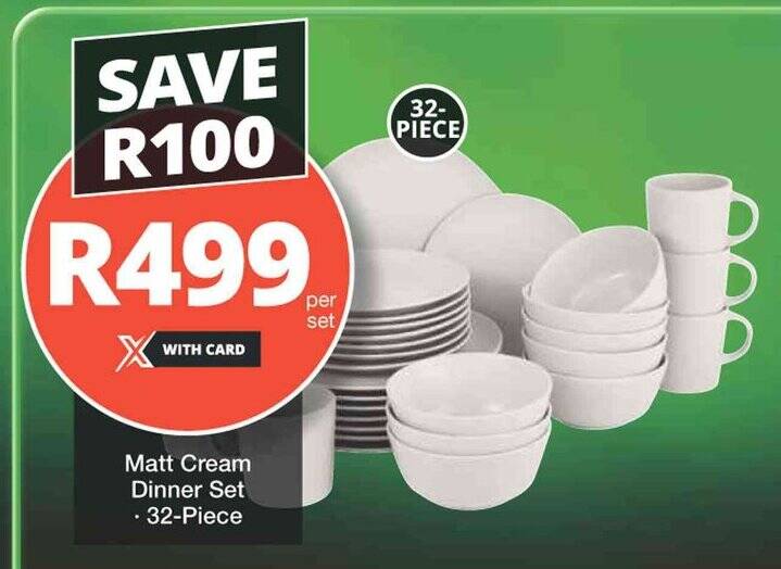Matt Cream Dinner Set 32Piece offer at Checkers Hyper