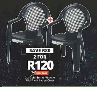 Checkers Hyper 2 x Gold Sun Anthracite Mid-Back Ayoba Chair offer