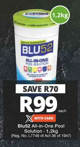 Checkers Hyper Blu52 All-in-One Pool Solution 1,2kg offer