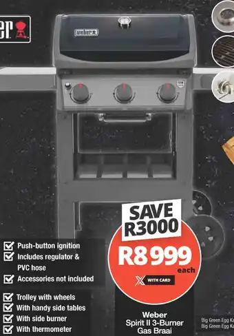 Checkers Weber Spirit II 3-Burner Gas Braai offer