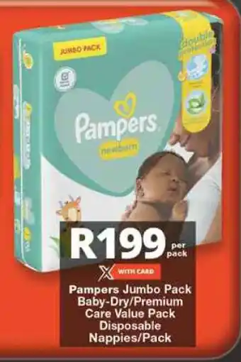 Checkers Pampers Jumbo Pack Baby-Dry/Premium Care Value Pack Disposable Nappies/Pack offer